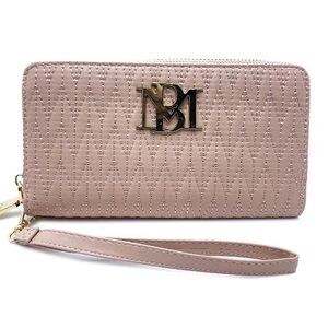 Badgley Mischka Pink Quilted Clutch Wristlet